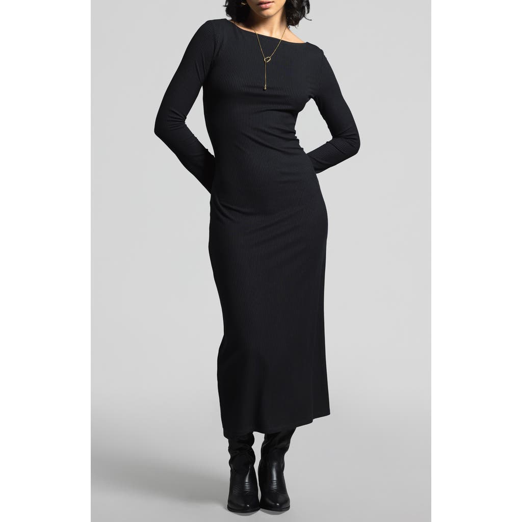 WEEKEND LOS ANGELES Angelina Long Sleeve Rib Maxi Dress in Black  product