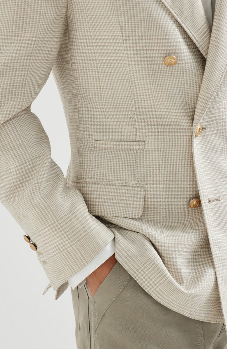 Brunello Cucinelli Prince of Wales deconstructed blazer, Alternate, color, Yuta