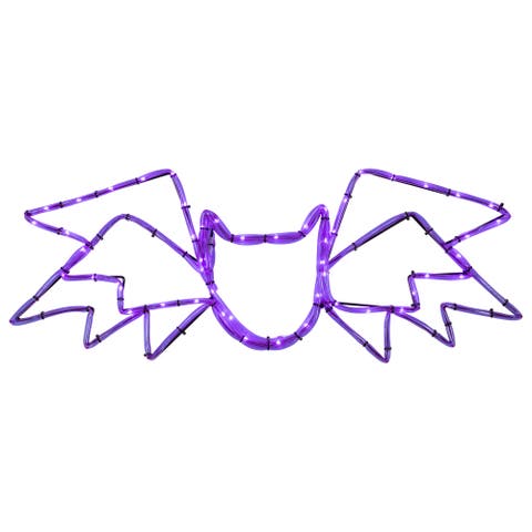 LED Lighted Bat 4-Function Halloween Window Decoration - 23.5" - Purple Lights