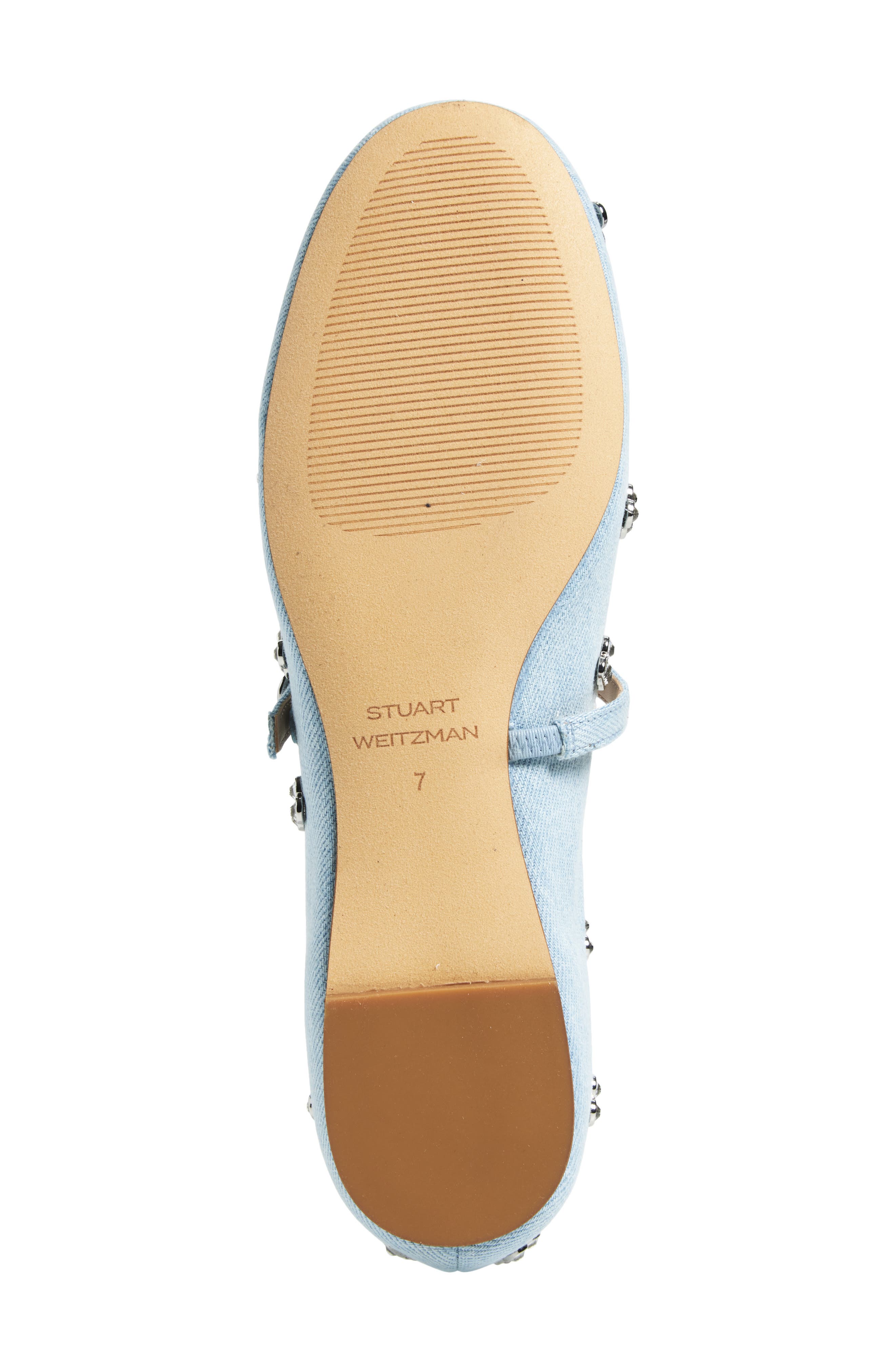 Stuart Weitzman Tammy Crystal Embellished Mary Jane Flat, Alternate, color, Light Blue