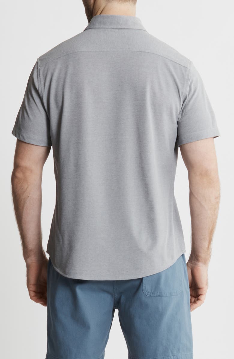 JACHS Short Sleeve Stretch Oxford Button-Up Shirt, Alternate, color, Light Grey