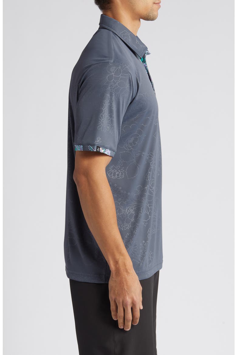 Lingmerth Floral Golf Polo, Alternate, color, GRAPHITE