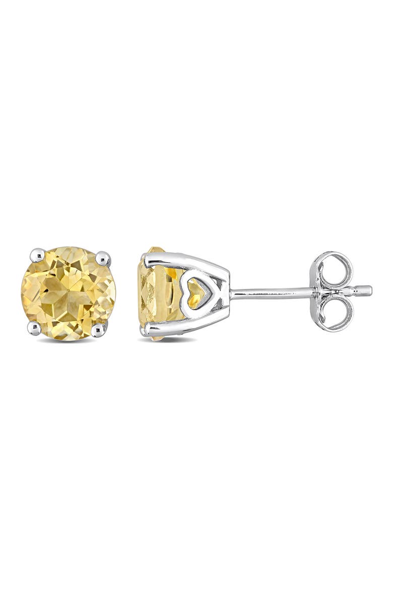Sterling Silver Citrine Soiltaire Stud Earrings, Main, color, YELLOW