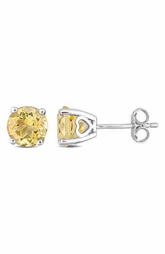 Delmar Sterling Silver Citrine Soiltaire Stud Earrings
