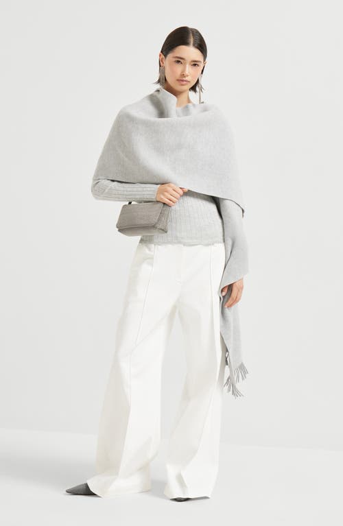 Brunello Cucinelli Cashmere And Silk Sparkling Sweater In White