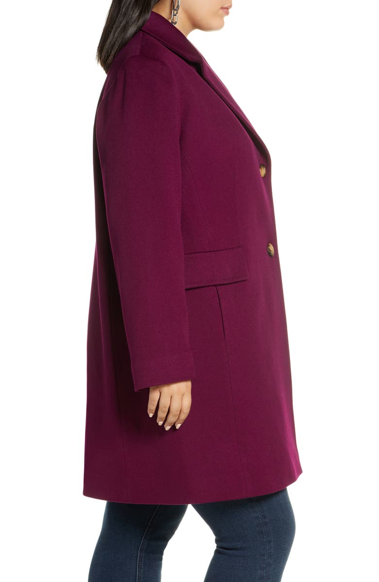 Fleurette Notch Collar Coat, Alternate, color, Aubergine