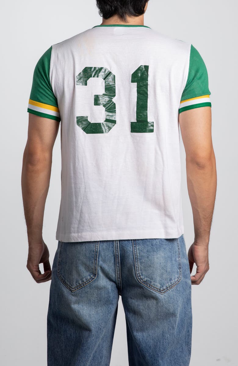 Elwood Vintage Supply Short Sleeve Henley Shirt, Alternate, color, White/ Green