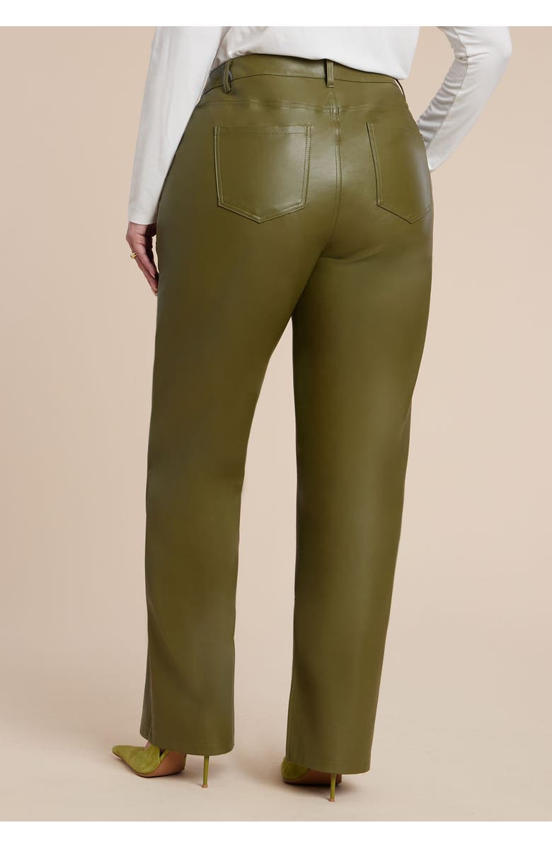 ELOQUII Slit Hem Faux Leather Pant, Alternate, color, Burnt Olive
