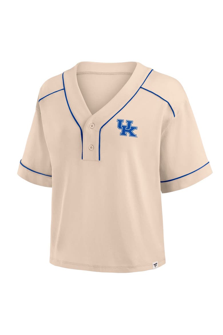 Women's Fanatics Tan Kentucky Wildcats Oversized Dominant Force Cropped V-Neck T-Shirt, Alternate, color, Tan