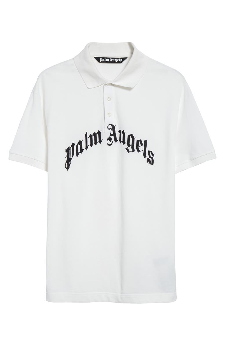 Palm Angels Curved Logo Cotton Polo, Alternate, color, 