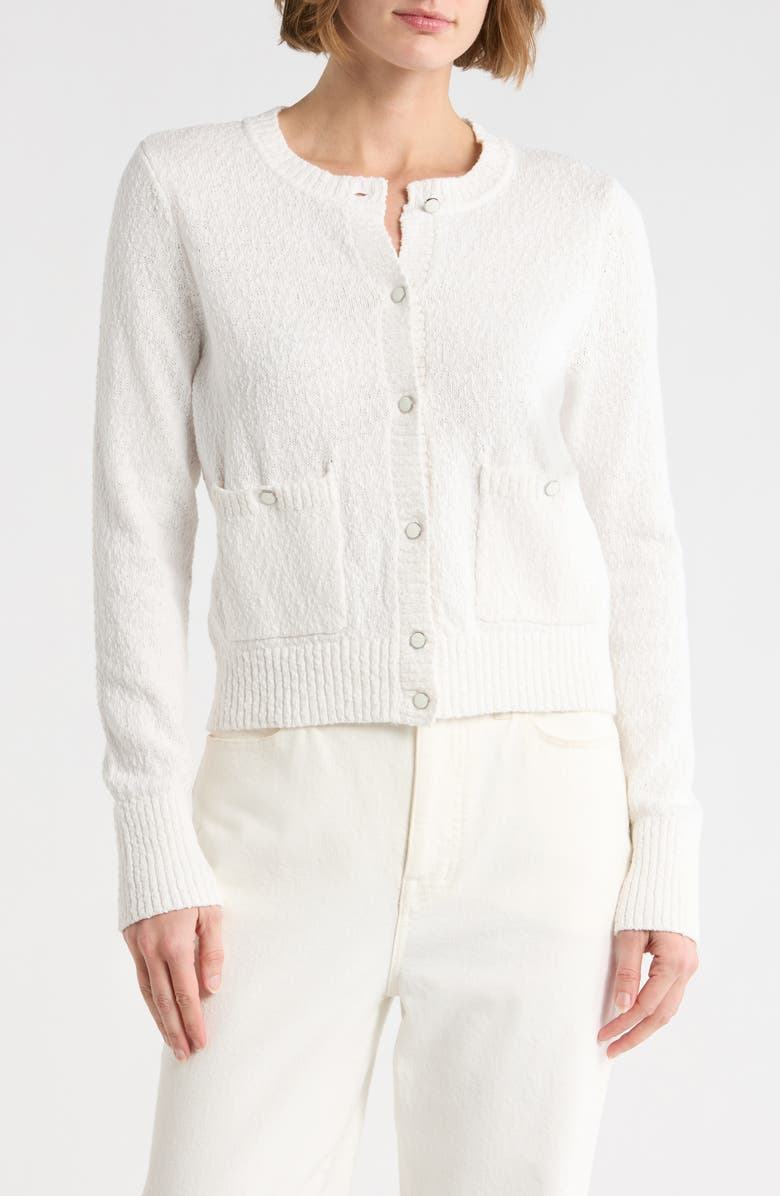 DKNY Jeans Button Front Cotton Cardigan, Main, color, White