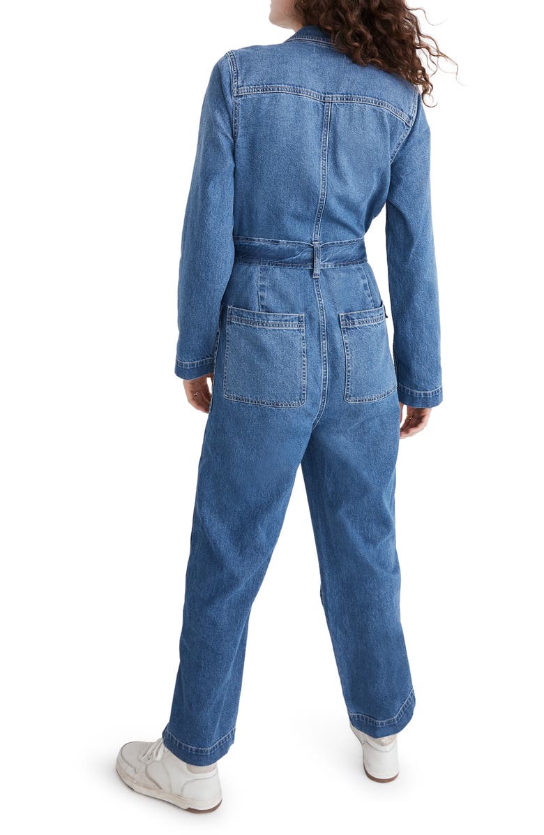 Madewell Tie Waist Denim Jumpsuit, Alternate, color, 