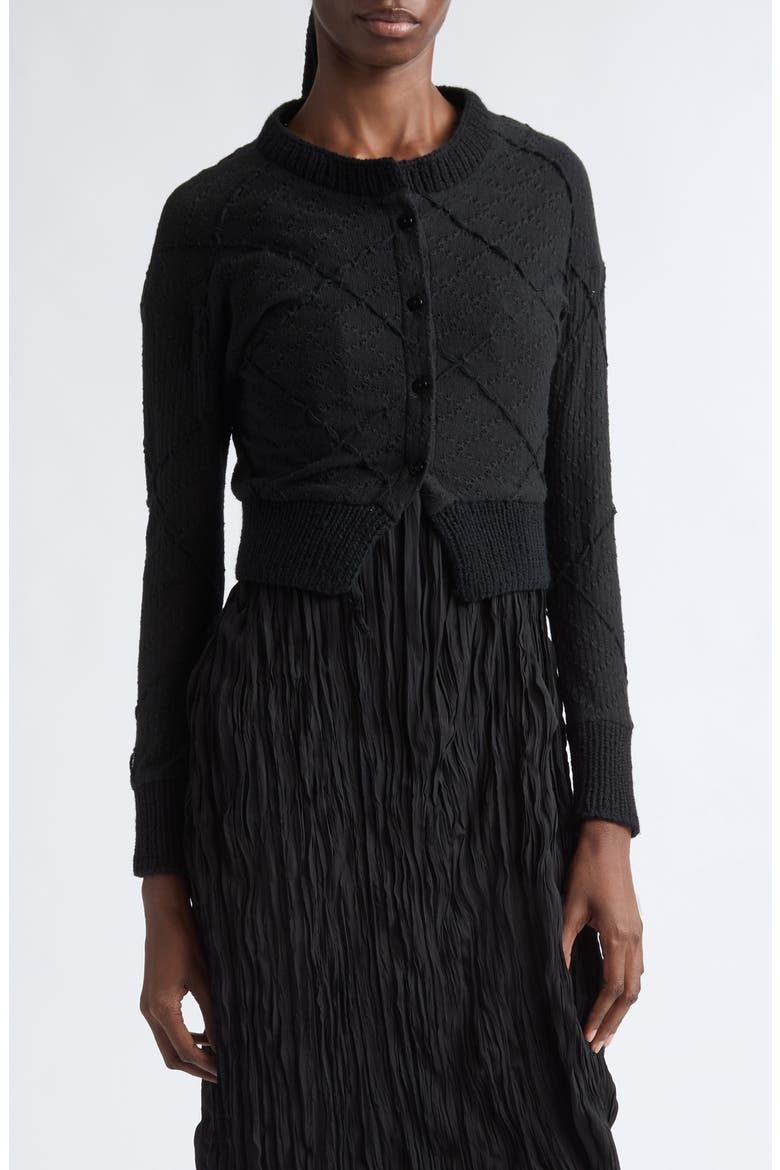 Argyle Pointelle Knit Cardigan, Main, color, COTTON POINTELLE