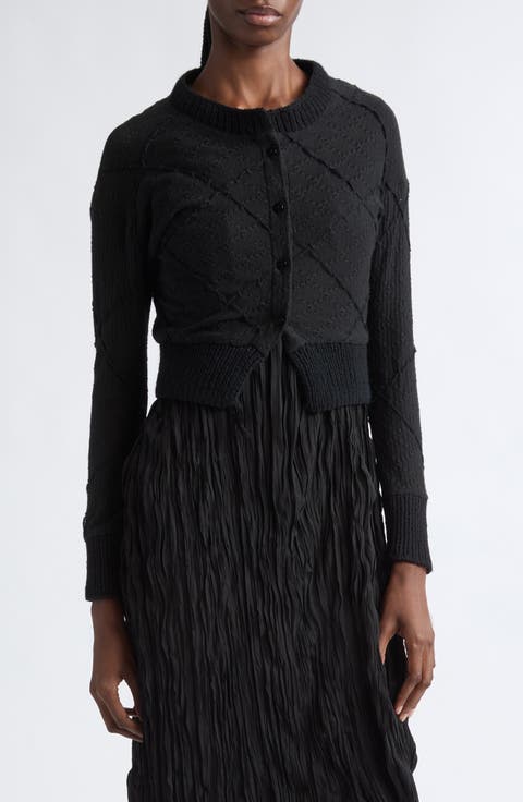 Argyle Pointelle Knit Cardigan