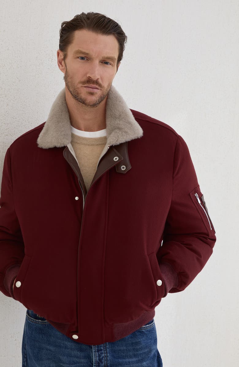 Brunello Cucinelli Flannel down jacket, Alternate, color, Amaranth