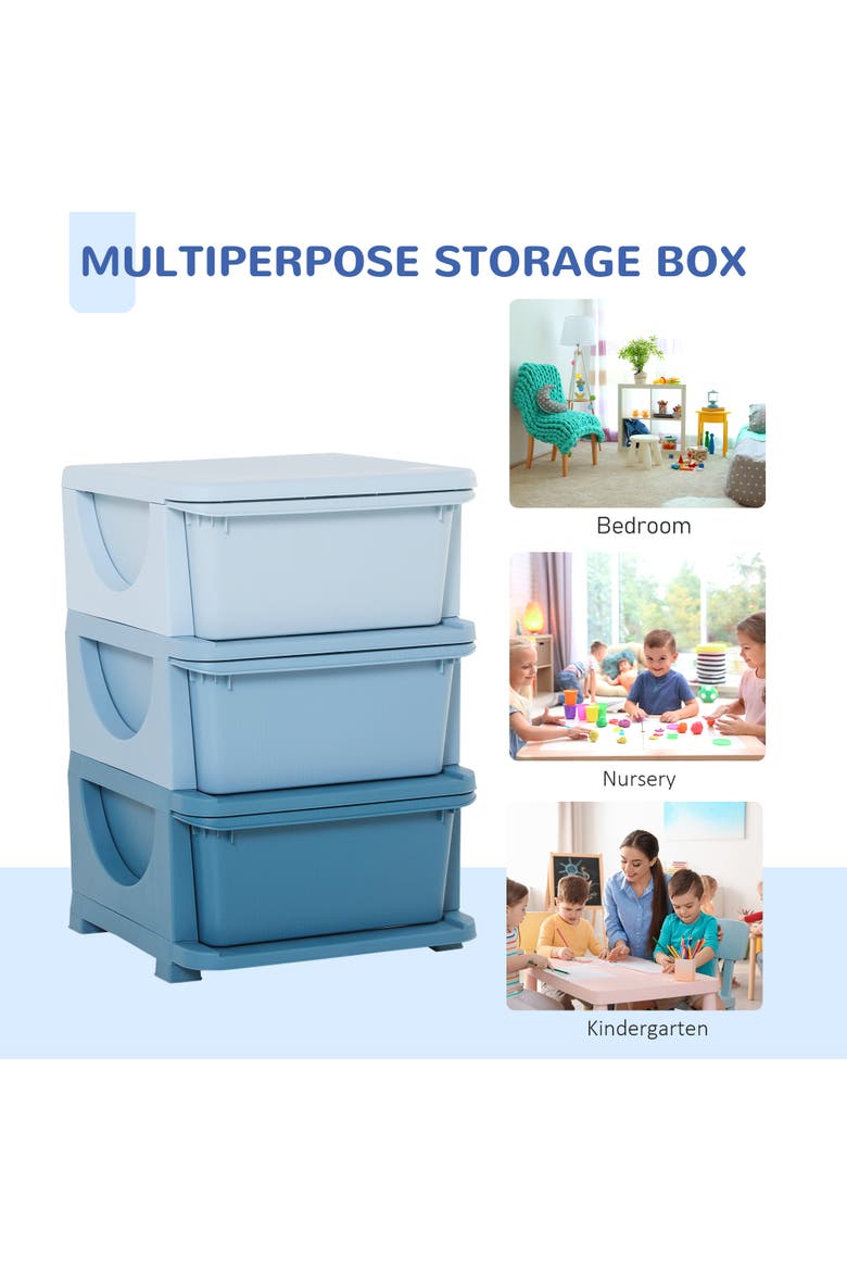 4-Tier Kids Storage Unit with Drawers​, Alternate, color, Blue