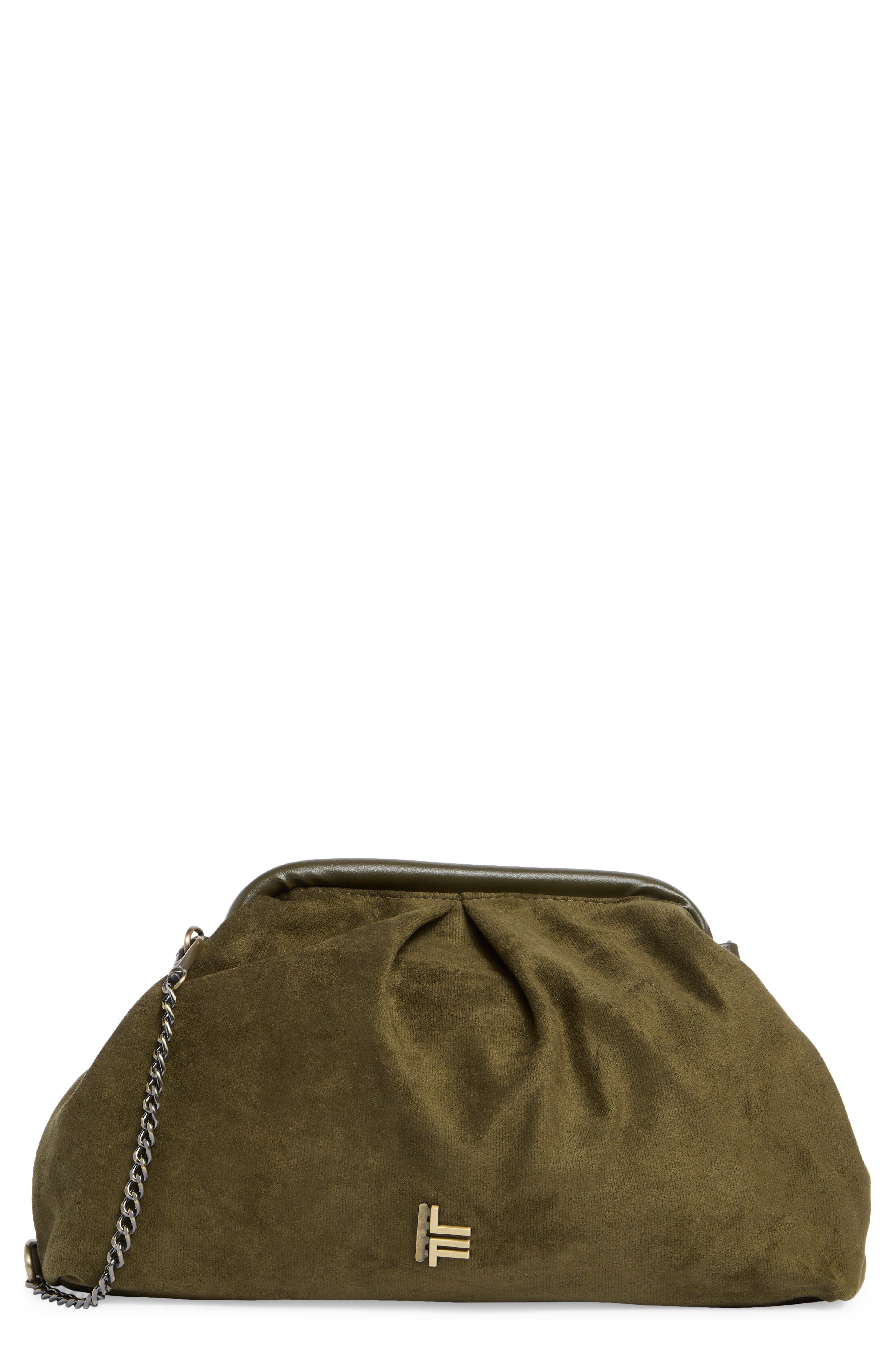 Faux Suede Clutch, Main, color, OLIVE