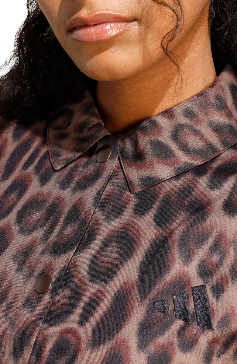 adidas Seasonal Essentials Leopard Print Overshirt, Alternate, color, Multicolor/ Earth Strata
