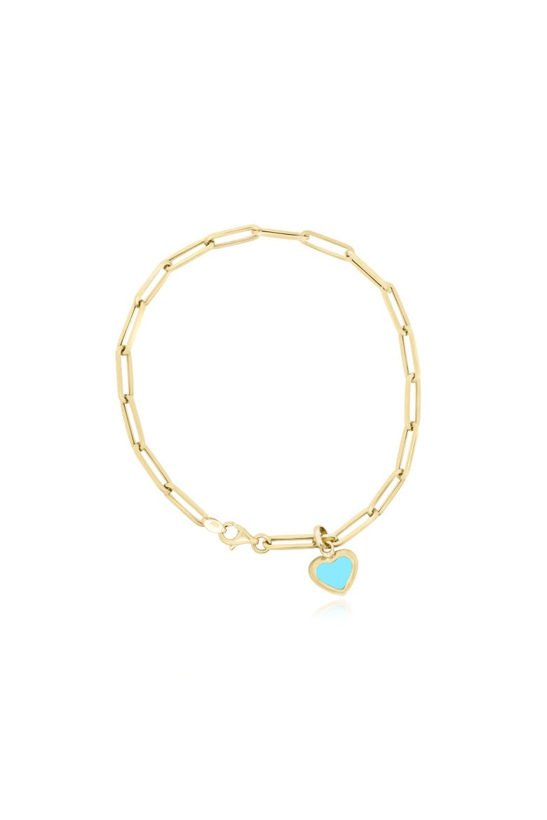Turquoise Heart Paperclip Bracelet, Main, color, Turquoise
