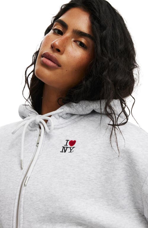 Shop Cotton On Classic Fleece Licensed Zip Through Hoodie In Lcn I Love Ny Soft Grey