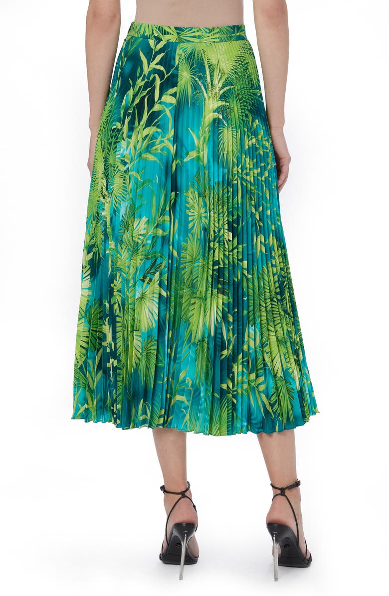 Versace Jungle Print Pleated Midi Skirt, Alternate, color, 