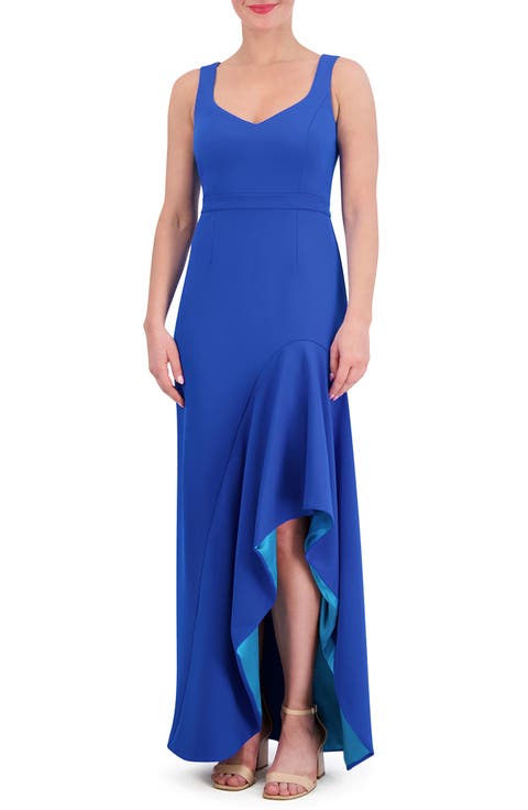 Ruffle Slit Scuba Crepe Dress