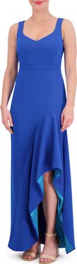 Vince Camuto Ruffle Slit Scuba Crepe Dress