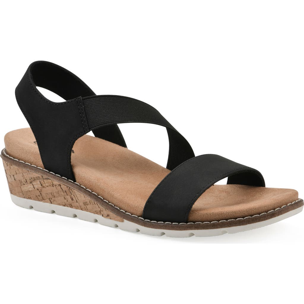 Cliffs By White Mountain Tinnley Wedge Sandal In Black Nubuck