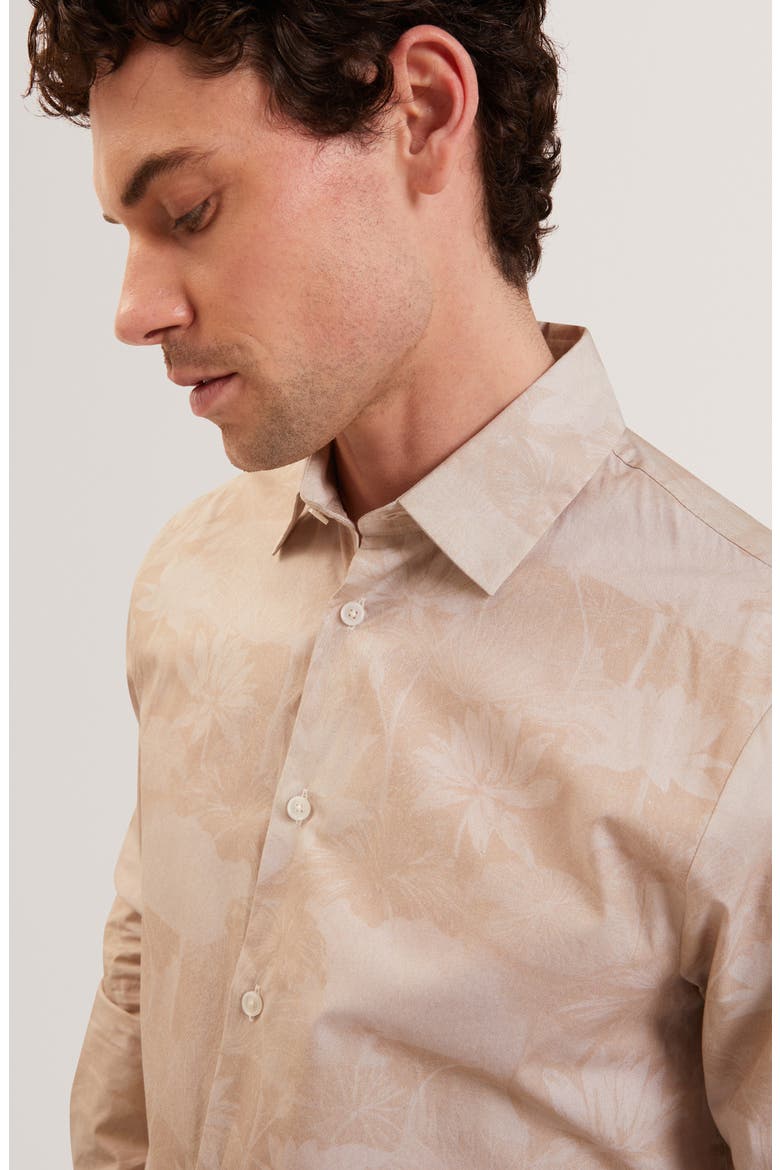 Ocania Regular Fit Floral Cotton Button-Up Shirt, Alternate, color, BEIGE/ ECRU