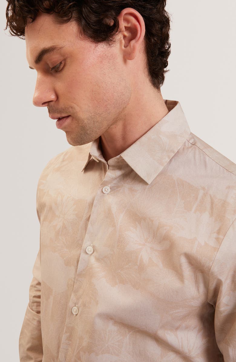 Ted Baker Ocania Regular Fit Floral Cotton Button-Up Shirt, Alternate, color, 