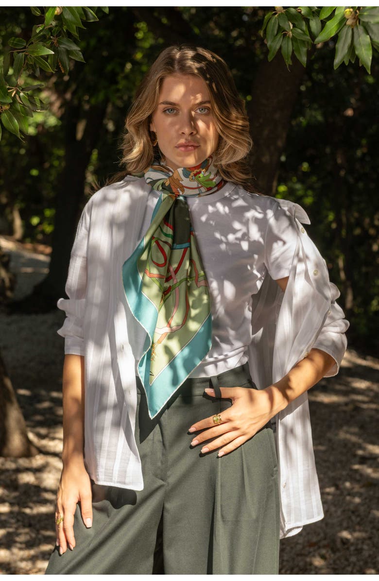 Elizabetta Sella Nobile - Silk Foulard for Women, Alternate, color, Green