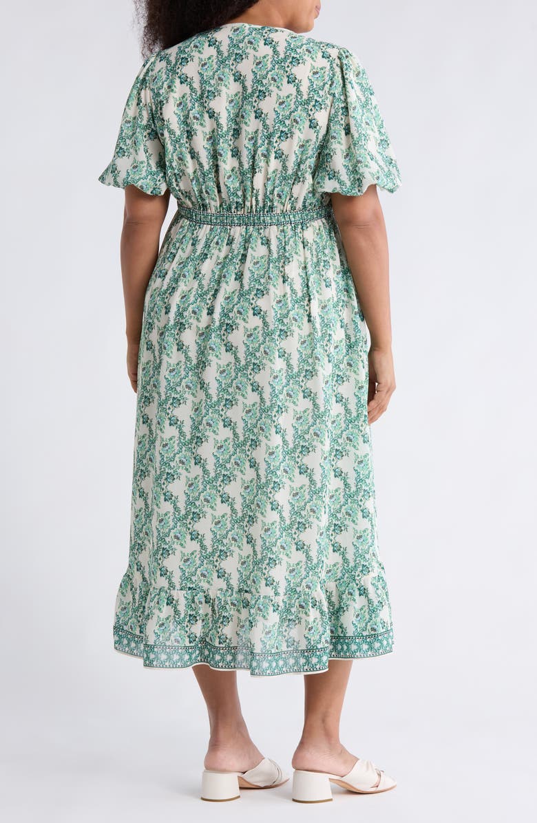 MAX STUDIO Floral Flutter Sleeve Maxi Dress, Alternate, color, Cream/ Green