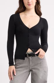 BP. Rib Knit V-Neck Cardigan