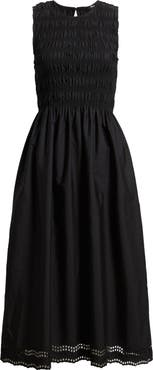 Madewell The Embroidered Melody Smocked Midi Dress