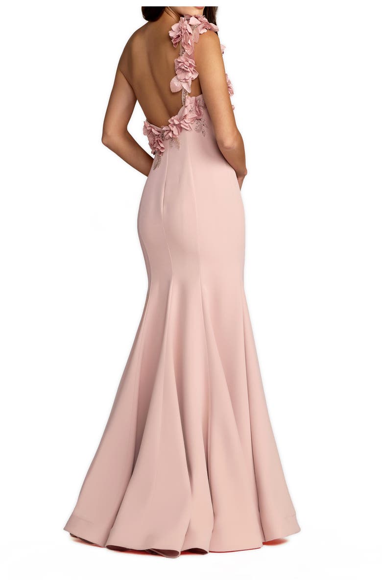 Mac Duggal Crepe One Shoulder Floral Embellished Mermaid Evening Gown, Alternate, color, Mauve