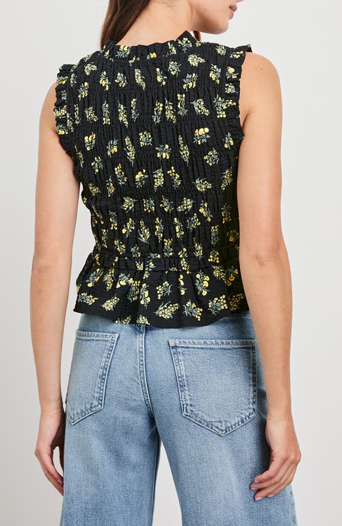 Rails Martine Floral Smocked Ruffle Crop Top In Dark Amaryllis