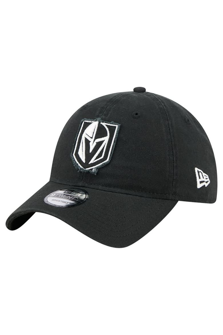 Men's New Era  Black Vegas Golden Knights Stamp Fabric Applique 9TWENTY Adjustable Hat, Main, color, Black
