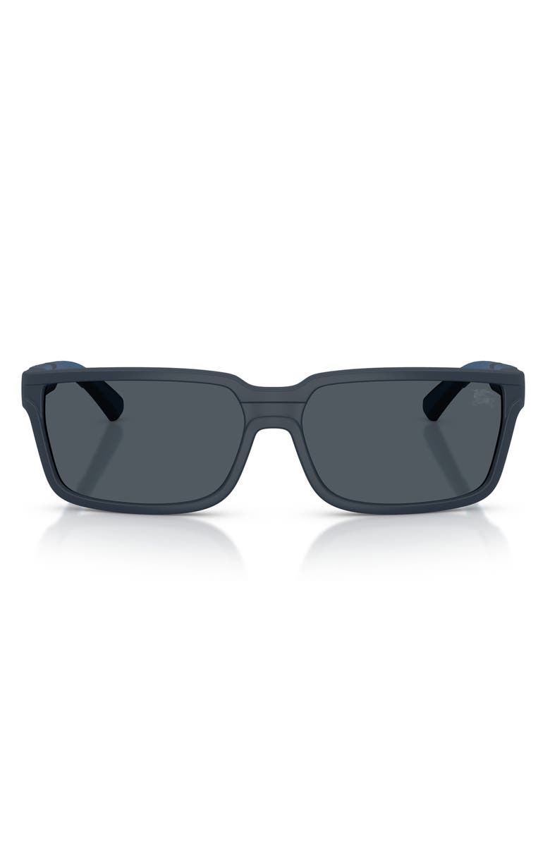 Burberry 61mm Rectangle Sunglasses, Main, color, Matte Blue / Dark Grey