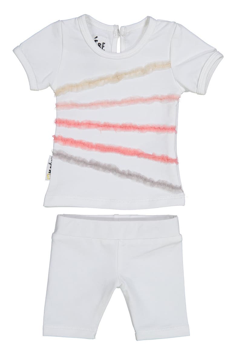 Rainbow Tulle Top & Shorts Set, Main, color, WHITE