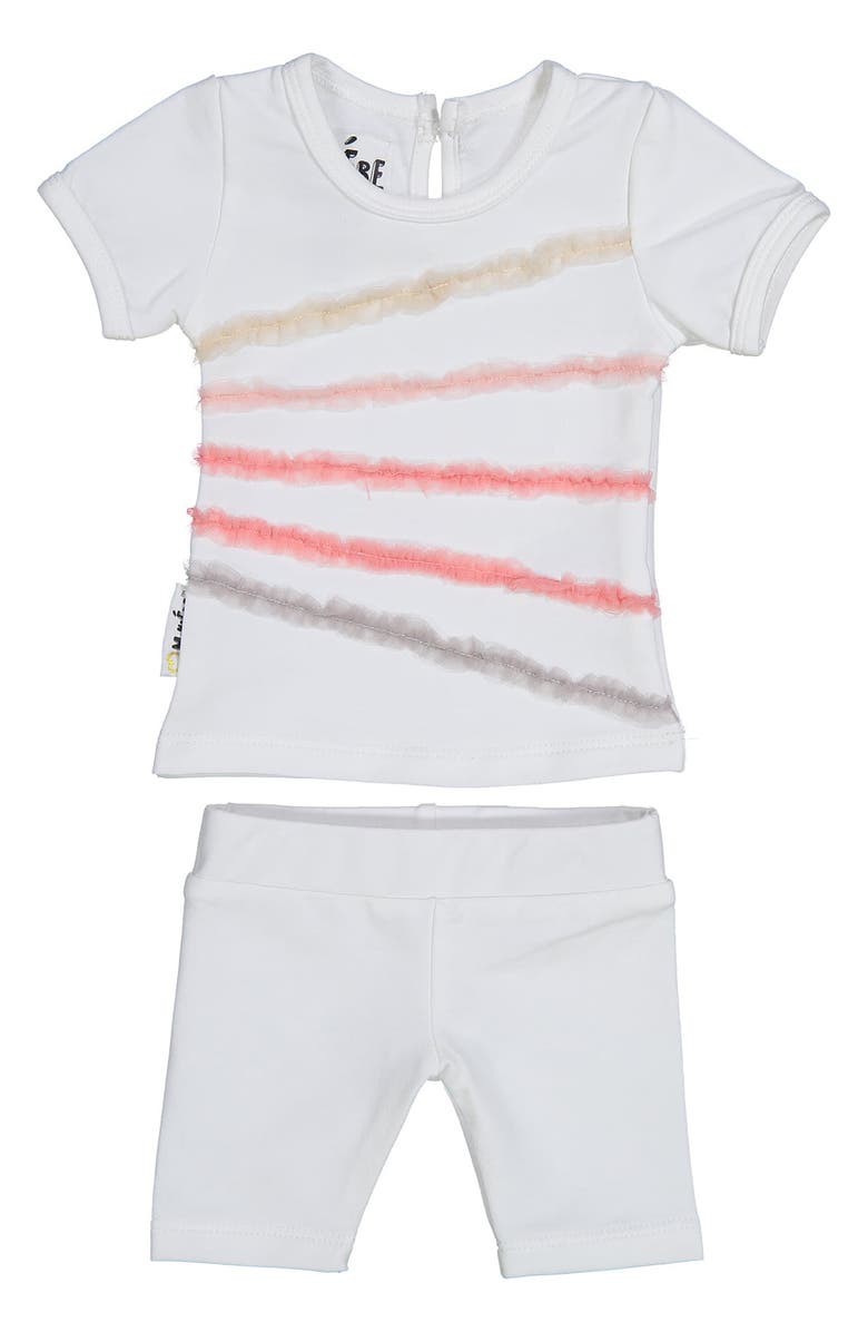 Manière Rainbow Tulle Top & Shorts Set, Main, color, White