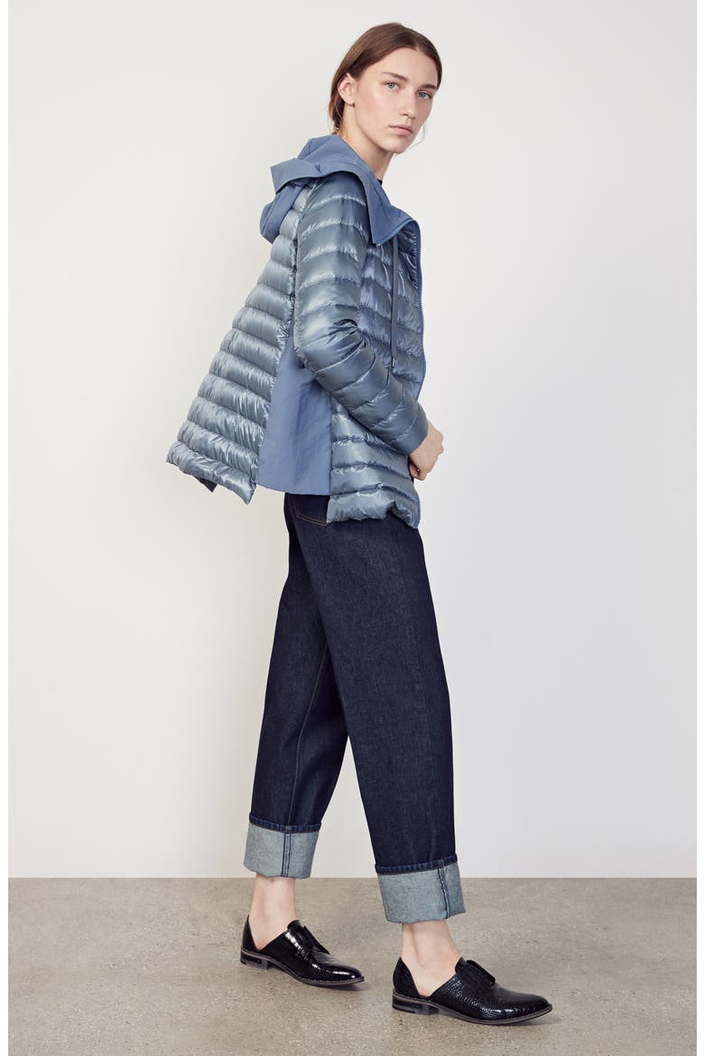 Hooded Short Down Jacket, Alternate, color, SLATE
