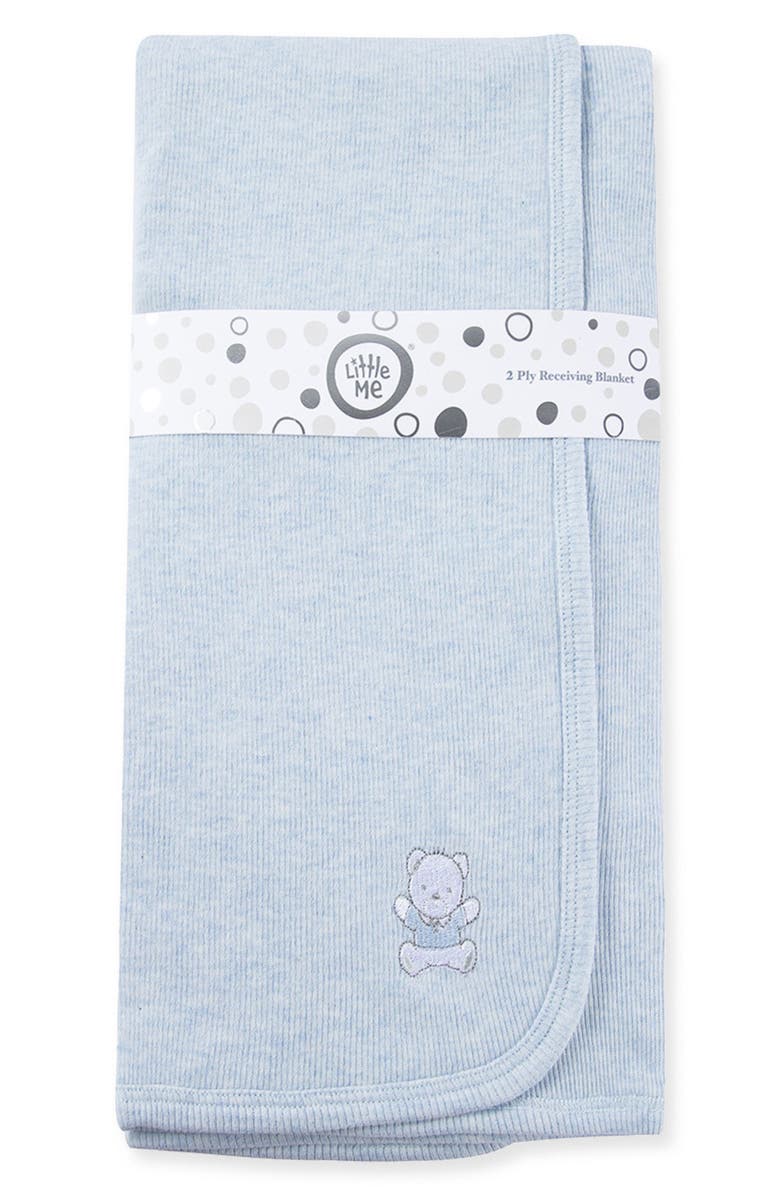 Little Me Blue Bear Embroidered Baby Blanket, Alternate, color, Blue