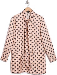 Marc Jacobs Dot Print Tie Neck Pleated Minidress