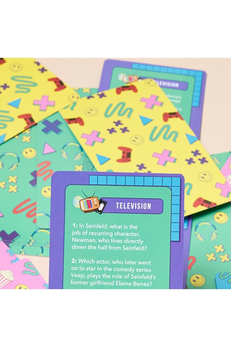 90's Trivia Cards, Party Card Game, 180 Cool Questions, Alternate, color, Multicolored