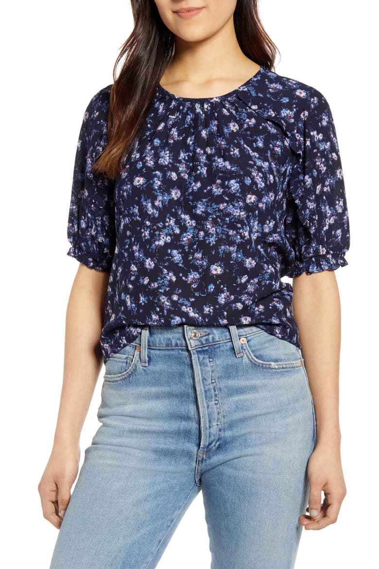 Lauren Ruffle Top, Main, color, NAVY MULTI