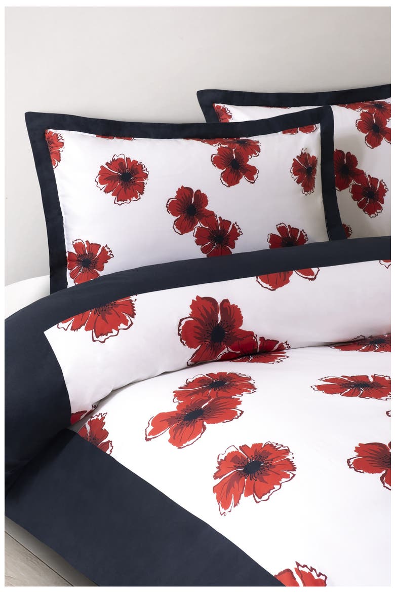 Poppy Hawaiian Cotton Percale Duvet Cover Set, Alternate, color, NAVY
