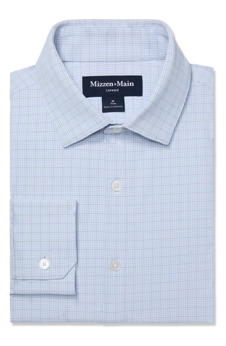 Mizzen+Main Leeward Trim Fit Check Print Button-Up Shirt, Alternate, color, Light Blue Mini Plaid