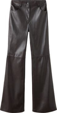 MANGO Faux Leather Flare Pants