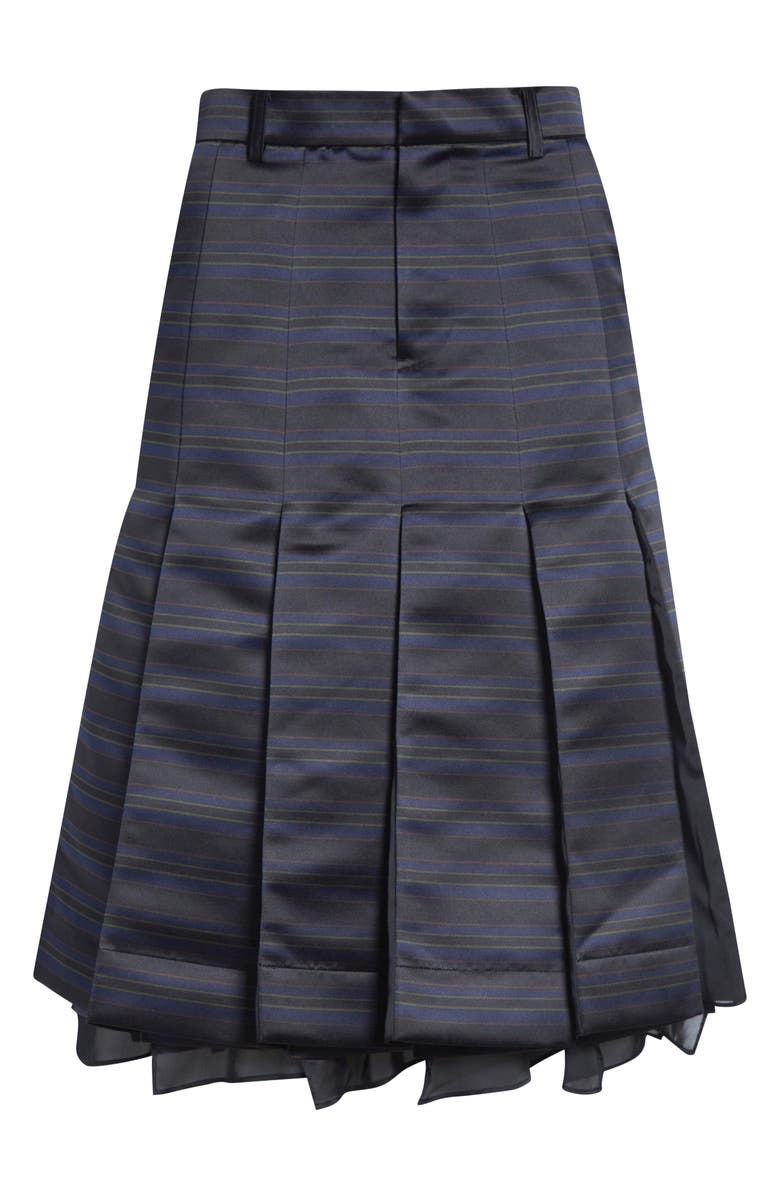 Sacai Pleated Horizontal Stripe Skirt, Alternate, color, Black/ Navy