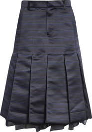 Sacai Pleated Horizontal Stripe Skirt